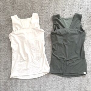 Lalabu Women's Babywearing Tank Top - Olive Green and Cream